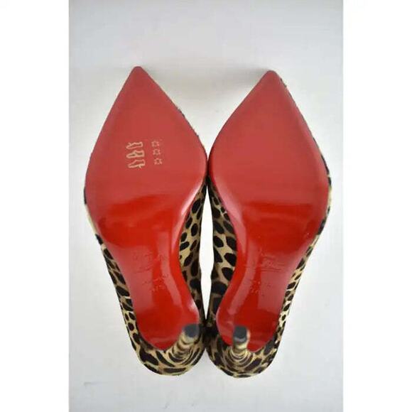 Christian Louboutin So Kate 120 Pony Fur Leopard Black Brown Heel Pump 37.5 - Picture 12 of 12